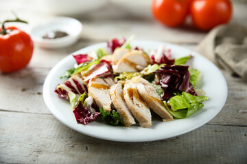 Healthy mixed salad with chicken