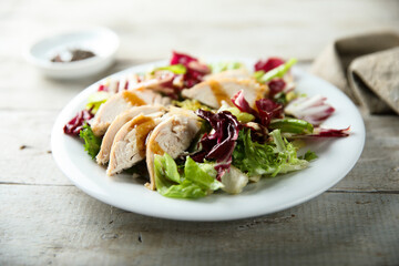 Healthy mixed salad with chicken