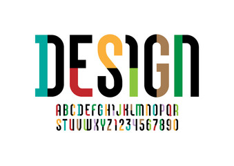 Constructive font, modern alphabet, trendy letters and numbers made of parts, vector illustration 10EPS