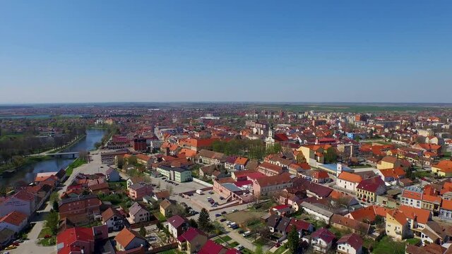 Aerial view of Vinkovci city during summer day, Croatia.