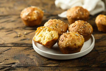 Homemade cheese muffins with seeds