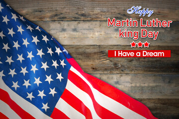 Fototapeta na wymiar American flag with Martin Luther king day text