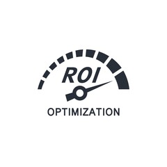 ROI optimization return on investment business concept financial income and profit strategy.  Vector icon isolated on white background.