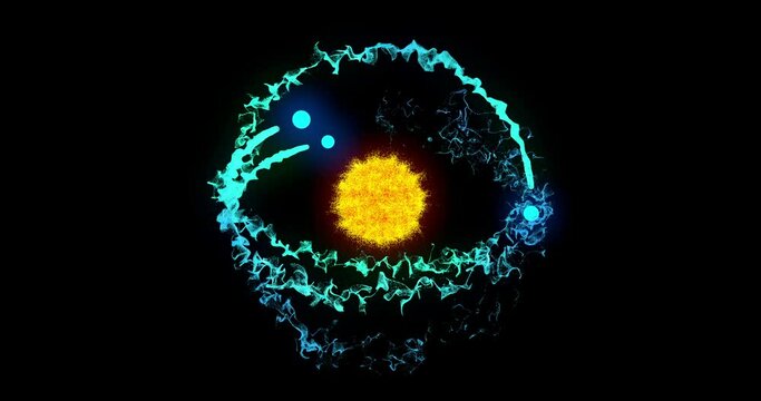 Atomic structure of a modern scientific research on nuclear fusion, looping 3D animation
