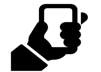 Hand holing white smartphone, touching blank screen. Using mobile smart phone similar to iphon, flat design concept. Eps 10 vector illustration
