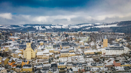 Zschopau von oben im Winter
