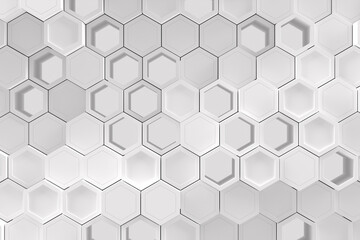 Abstract geometric background made of chaotic hexagonal surface polygons.