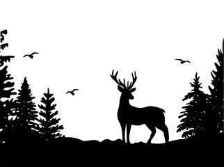 deer in the forest. vector. silhouette. EPS format