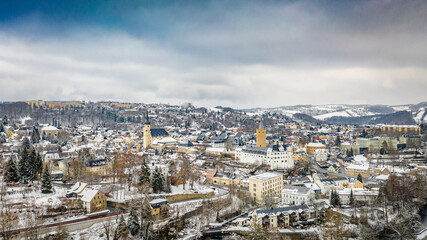 Zschopau von oben im Winter