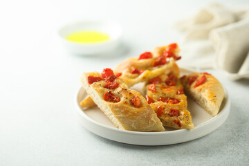 Delicious homemade focaccia bread with tomatoes