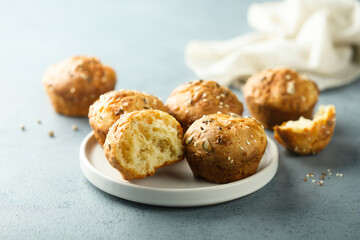 Homemade cheese muffins with seeds