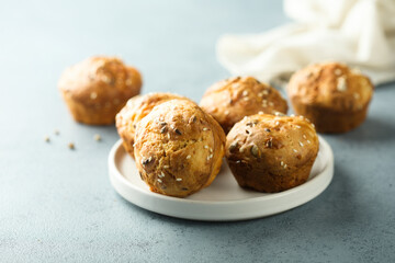 Homemade cheese muffins with seeds