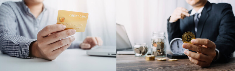 Searching Browsing Internet Data Information with blank search bar.businessman working with smart...