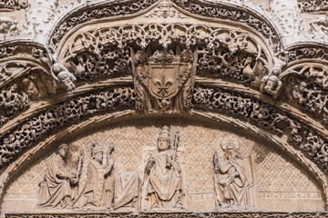 Detail of the Gothic façade of the Colegio de San Gregorio in Valladolid, Spain. National Sculpture Museum