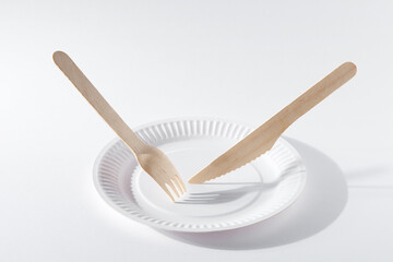 Paper plate and wooden cutlery