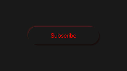 Youtube Subscribe button. Vector illustration in neumorphism style on black background. Vector illustration