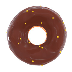 Glazed donut with sprinkles on a white background front view
