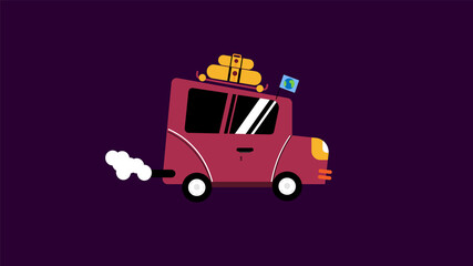 Night luggage car illustration design