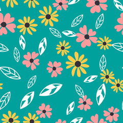 Seamless Pattern Background with Simple Flower Design Elements. Vector Illustration EPS10