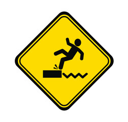 danger of falling sea sign