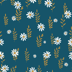 Naklejka na ściany i meble Seamless Pattern Background with Simple Flower Design Elements. Vector Illustration EPS10