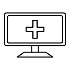 Fototapeta premium Vector Online Medical Help Outline Icon Design