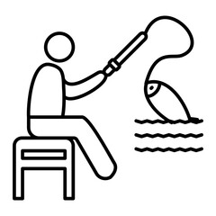 Vector Fishing Outline Icon Design
