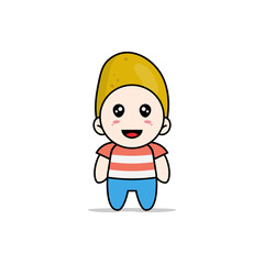 Cute boy character wearing potato costume.