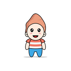 Cute boy character wearing yam costume