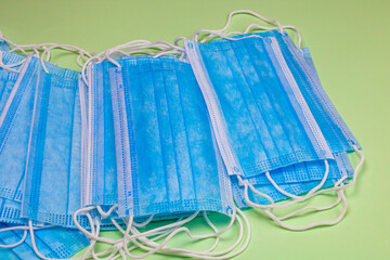 Close up and detail of medical hygienic mask, face protective surgical masks isolated.