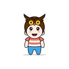Cute boy character wearing owl costume.