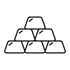 Vector Gold Ingot Outline Icon Design