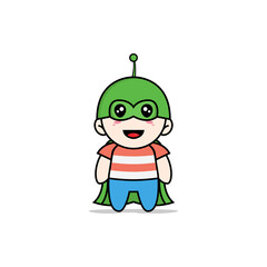 Cute boy character wearing superhero costume.