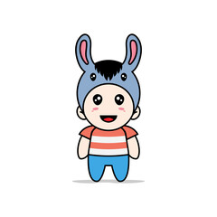 Cute boy character wearing llama costume.