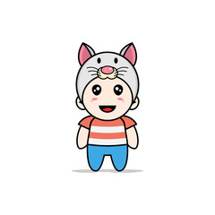 Cute boy character wearing mouses costume.