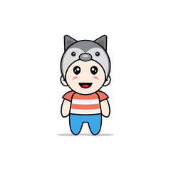 Cute boy character wearing fox costume.