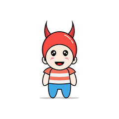 Cute boy character wearing devil costume.