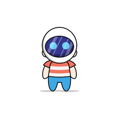 Cute boy character wearing astronaut costume.