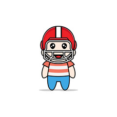 Cute boy character design wearing american football helmet costume.