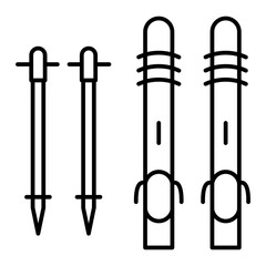 Vector Skis Outline Icon Design