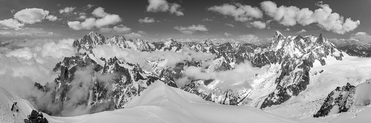 Grayscale Mont Blanc Rocky Mountain