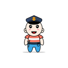 Cute boy character wearing police costume.