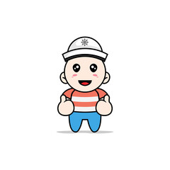 Obraz na płótnie Canvas Cute boy character wearing sailor costume.