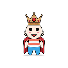 Cute boy character wearing king costume.