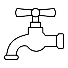Vector Water Tap Outline Icon Design