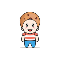 Obraz premium Cute boy character wearing cookies costume.