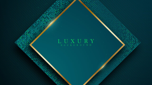 Luxury golden line background with green on dark shades , vector illustration.