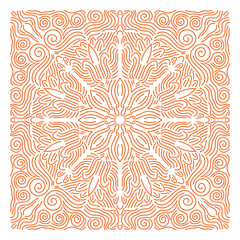 Ornament of silhouette flowers, twisted lines in a square.