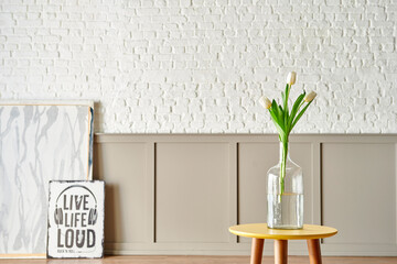 White tulip vase room decorative living room wall background style.