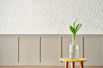 White tulip vase room decorative living room wall background style.